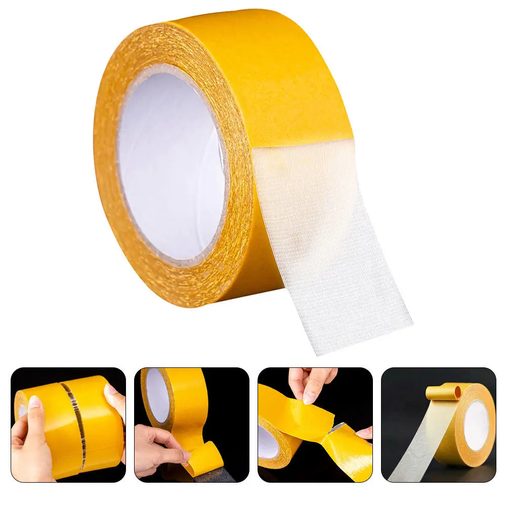1 Roll Cloth Base Double Sided Tape Heavy Duty Extra Strong Mounting Tape Fiberglass Mesh for Carpets Walls Rugs Crafts Home