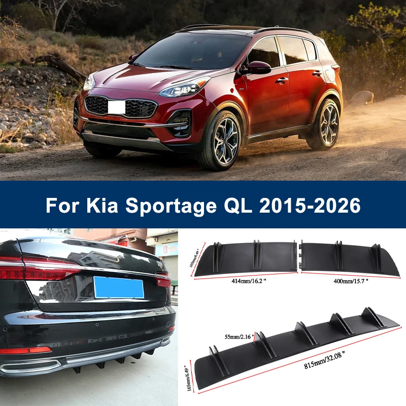 

2-Segment Shark Fin Rear Diffuser For Kia Sportage QL 2015-2026 Rear Bumper Lip Splitter Chassis Spoiler Tuning Parts