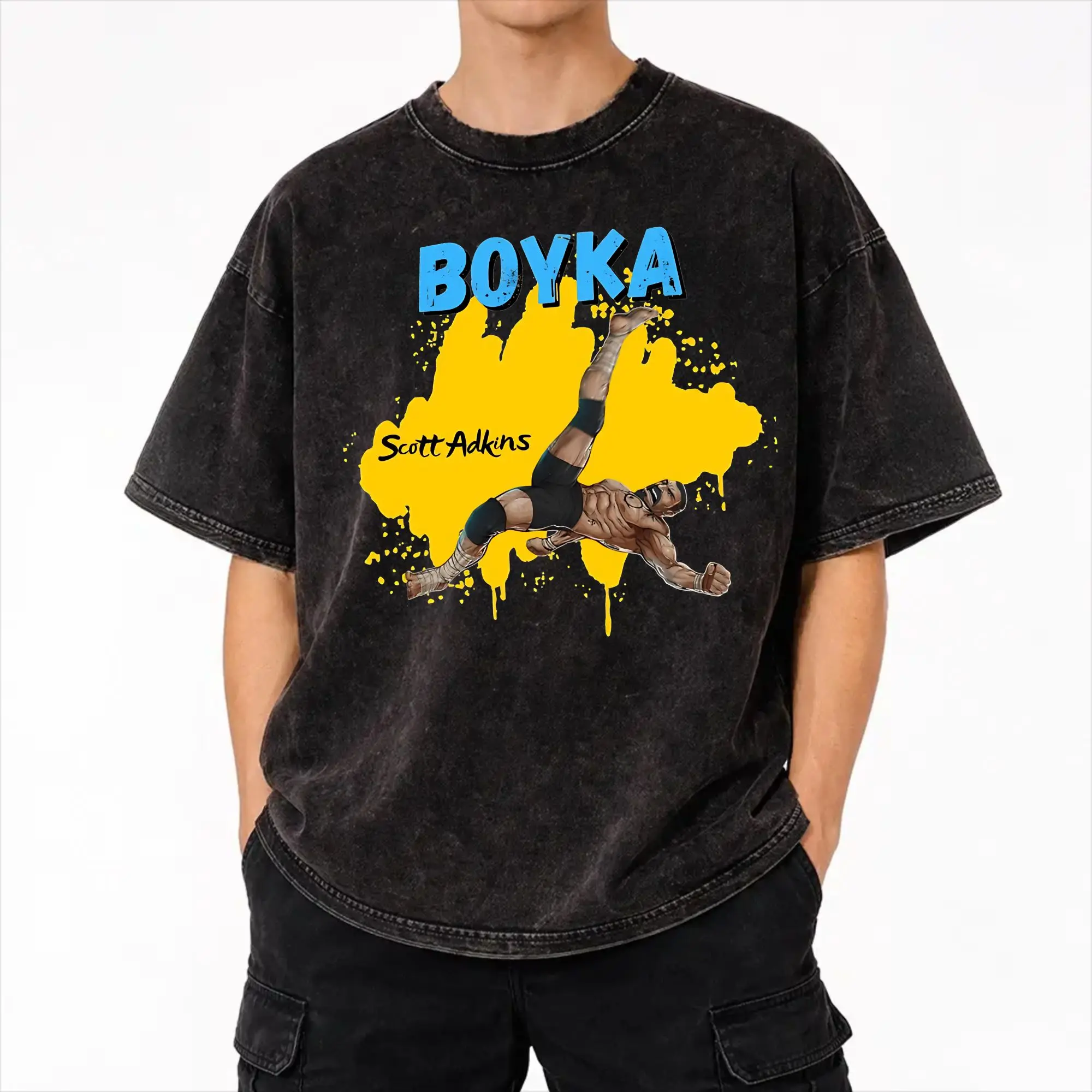 Yuri Boyka - Guyver Kick 2  Washed T Shirts Streetwear Hip Hop Vintage T-Shirt  Tees Tops Men Women Short Sleeve Oversize