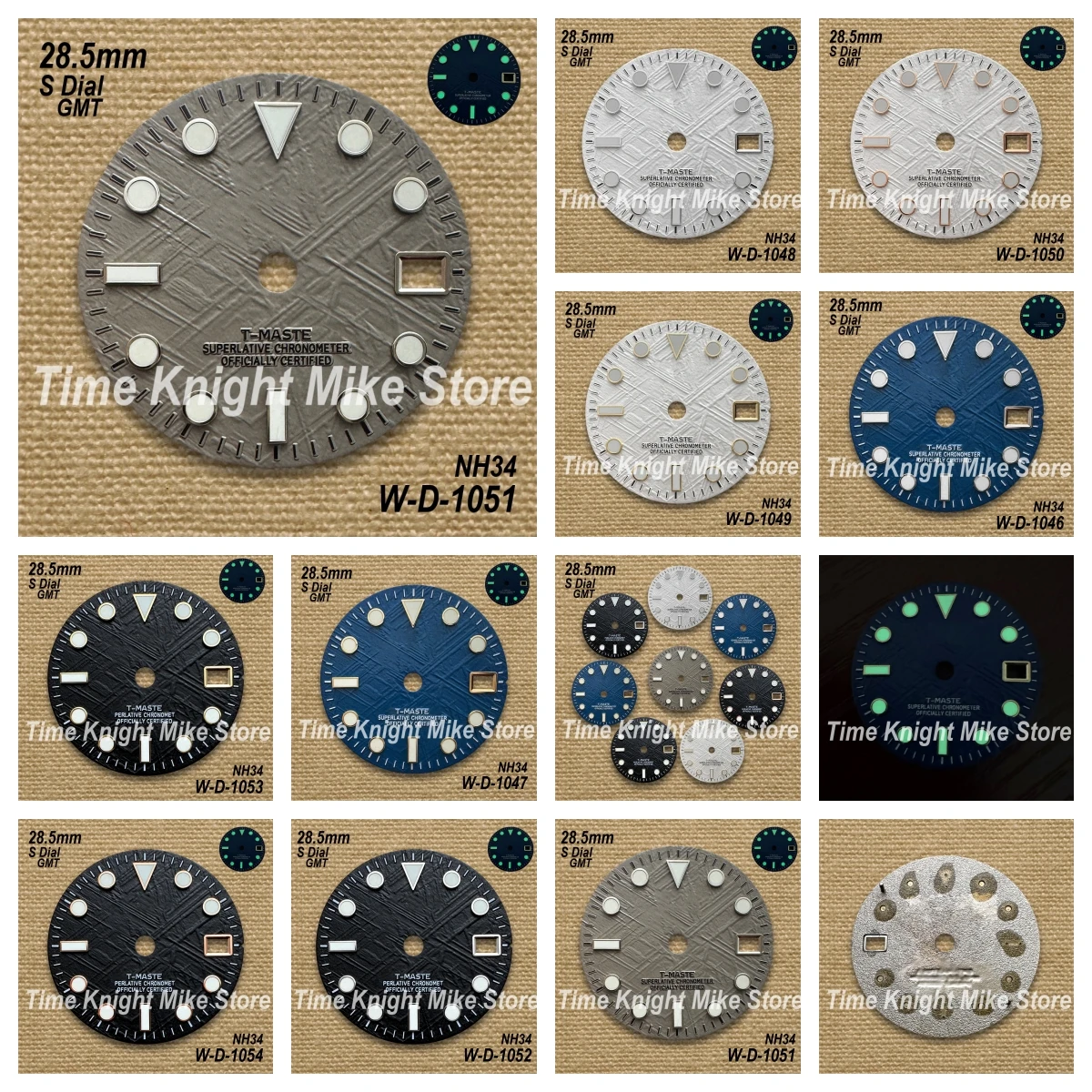 

28.5mm S Logo New Style Meteorite Dial GMT Dial Suitable For NH34 Movement Green Luminous High-Quality Watch Modification Access