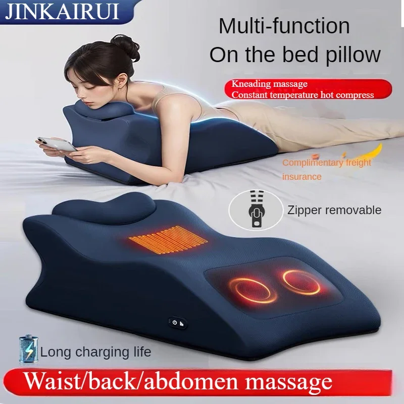 Travesseiro de cama multifuncional para amassar pescoço cervical ombros cintura e abdômen luz infravermelha aquecimento travesseiro de massagem para dormir