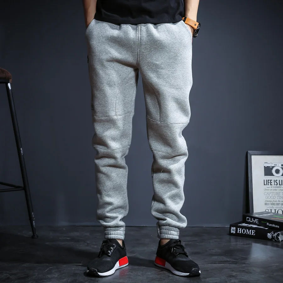 Men's Thick Cotton Sweatpants Autumn Winter Celebrity Casual Drawstring Elastic Cuffs Long Pants Men's Fashion Sweatpants