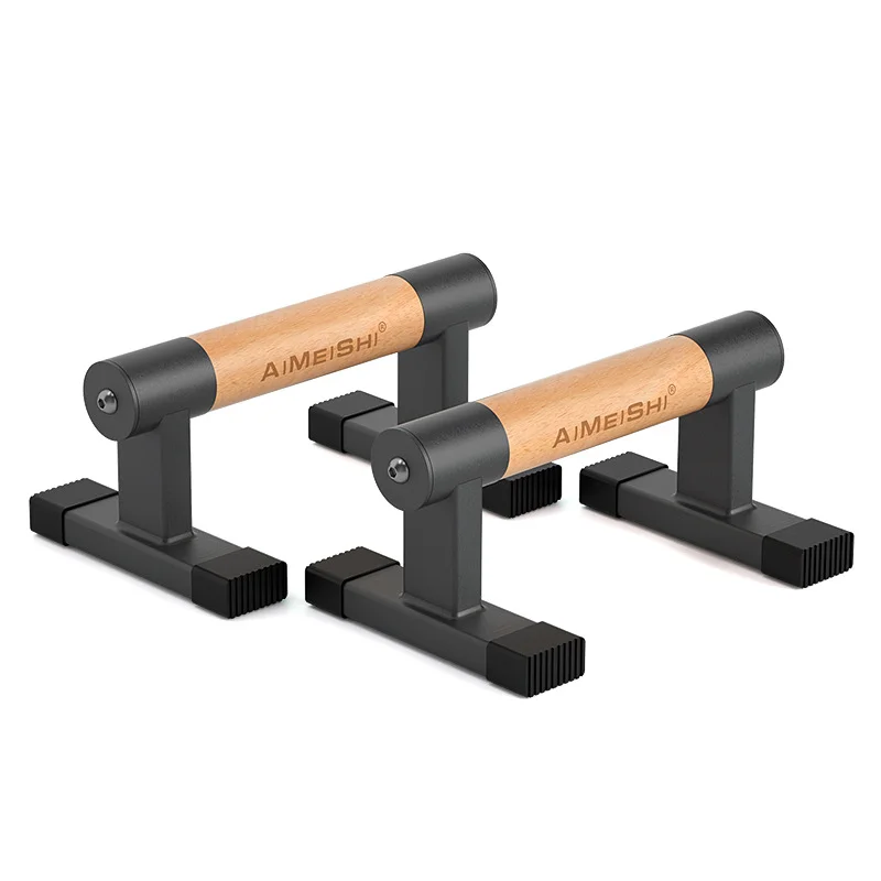 

Metal Wooden Parallettes Push Up Bars Bundle with Bag Grip Tape Wristwraps Paralettes Strap Dip Bar Handles New