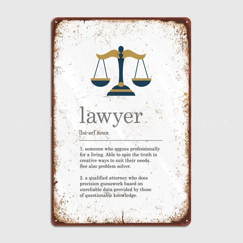 Tin Signs Retro Poster Funny Lawyer Definition Vintage Home Decor Items Metal Wall Art Mural Office Wall Decoration Room Bedroom