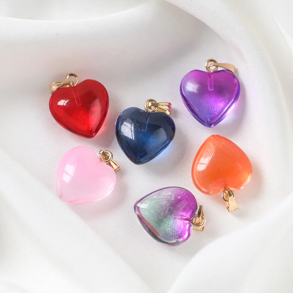 10pcs/Lot 19x16mm Heart Shape Czech Lampwork Beads Glass Beads Charms Pendant for Jewelry Making DIY Bracelets Necklace