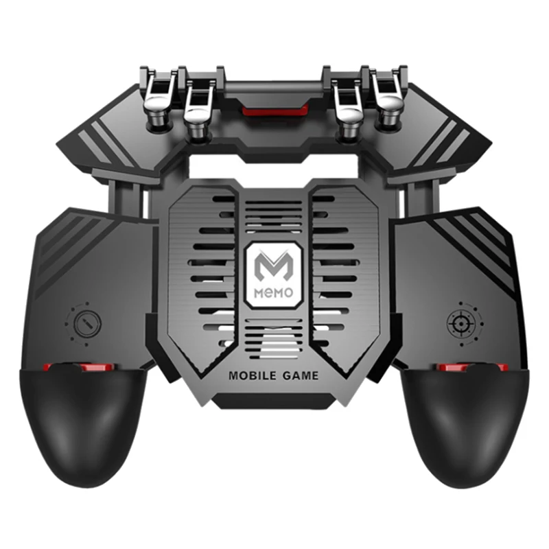 عملي MEMO AK77 لعبة الزناد الهاتف برودة مروحة أذرع التحكم في ألعاب الفيديو Pubg تحكم مع مروحة Pubg المحمول الزناد مطلق النار عصا التحكم (