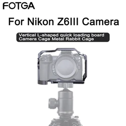 FOTGA Z6III Camera Cage Wooden Side Handle Top Hand Grip Quick Release Plate Cage Rig Kit Protective For Nikon Z6III DSLR Camera
