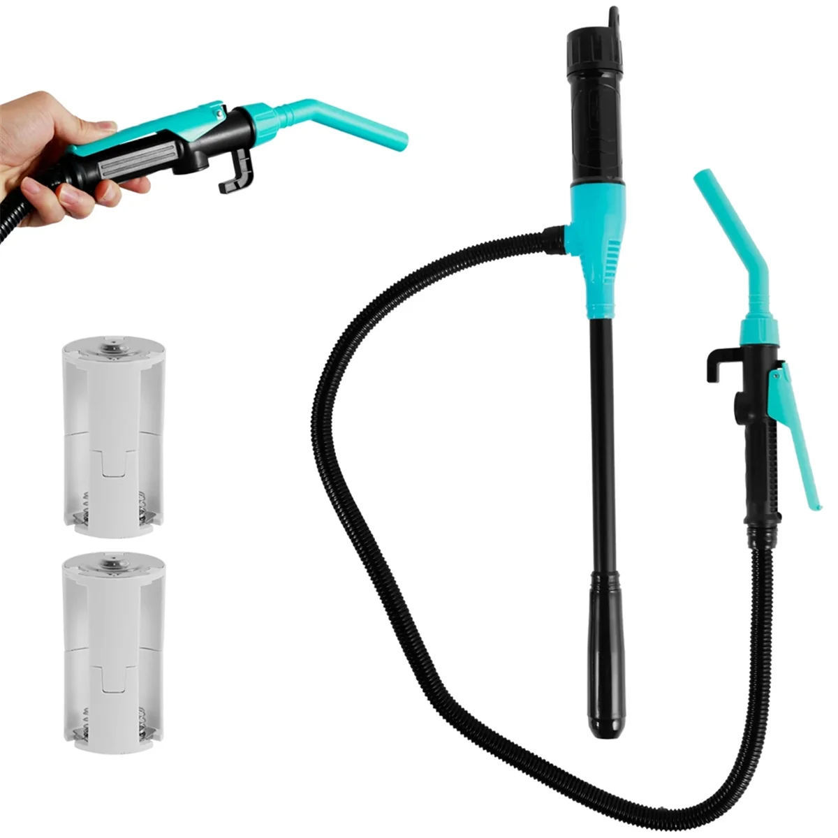 Neue Flüssigkeitsübertragungspumpe, Transferpumpe mit Durchflusskontrolldüse, 2,4 Gallonen, tragbare, effiziente Kraftstoffübertragungspumpe, Blau