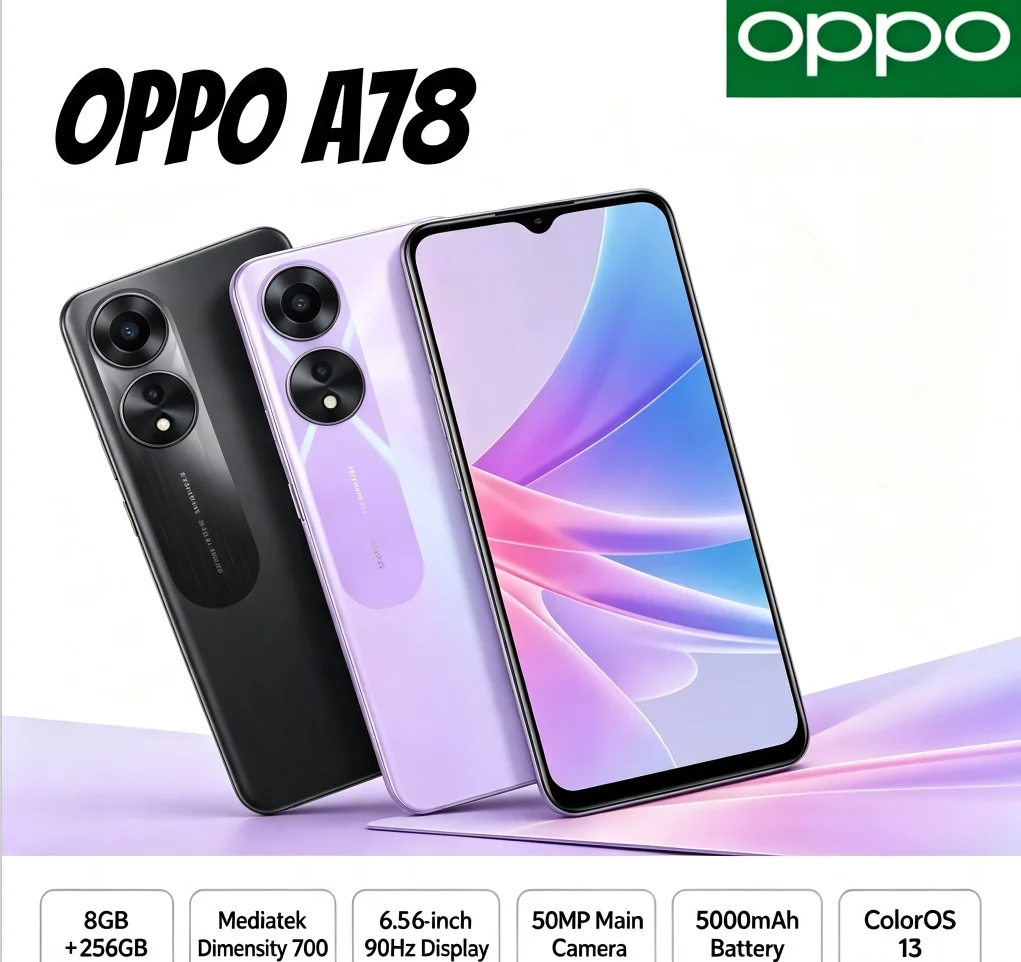 Authentic 2026 OPPO A78 Android Unlocked Smartphone 6+128GB Storage Dual SIM 6.5-inch FHD+ Display Helio G99 High Performance view 5