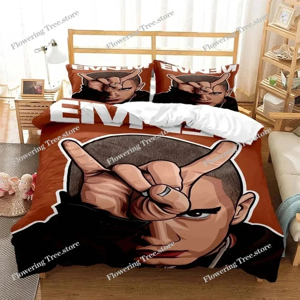 

3D Print Hip Hop Eminem Bedding Set Double Twin King Duvet Cover Comforter Pillowcase Boys Girls Adults Bedroom Z