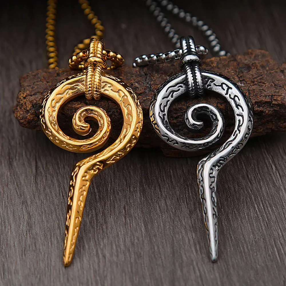 Vintage Maya Totem Snake Staff Stainless Steel Pendant Necklace For Men Women Gothic Egyptian Pharaoh Necklace Fashion Jewelry