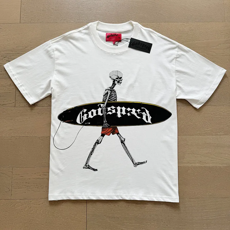 

Classic White GOD SPEED T Shirts Letter Logo Seaside Holiday Scenery Print Godspeed Short Sleeve Unisex Tees Tops