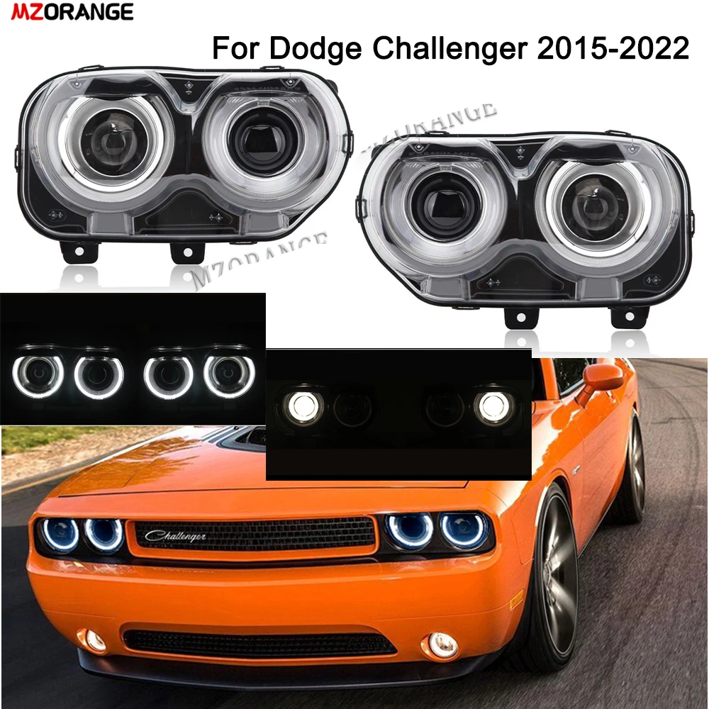 LED Projector Headlights For Dodge Challenger SE R/T 2015 2016 2017 2018 2019 2020-22 led DRL Dual Beams headlamp accessories