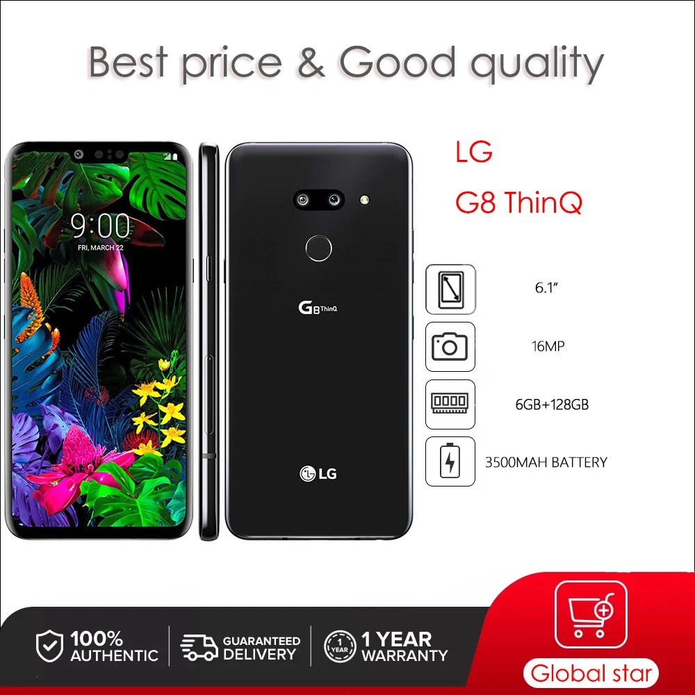 هاتف ذكي LG G8 ThinQ G820N G820UM أصلي غير مقفول بشريحتين واحد 6 جيجابايت 128 جيجابايت ثماني النواة 16 ميجابكسل 6.1 بوصة 3500 مللي أمبير في الساعة أندرويد 9 NFC FM #1