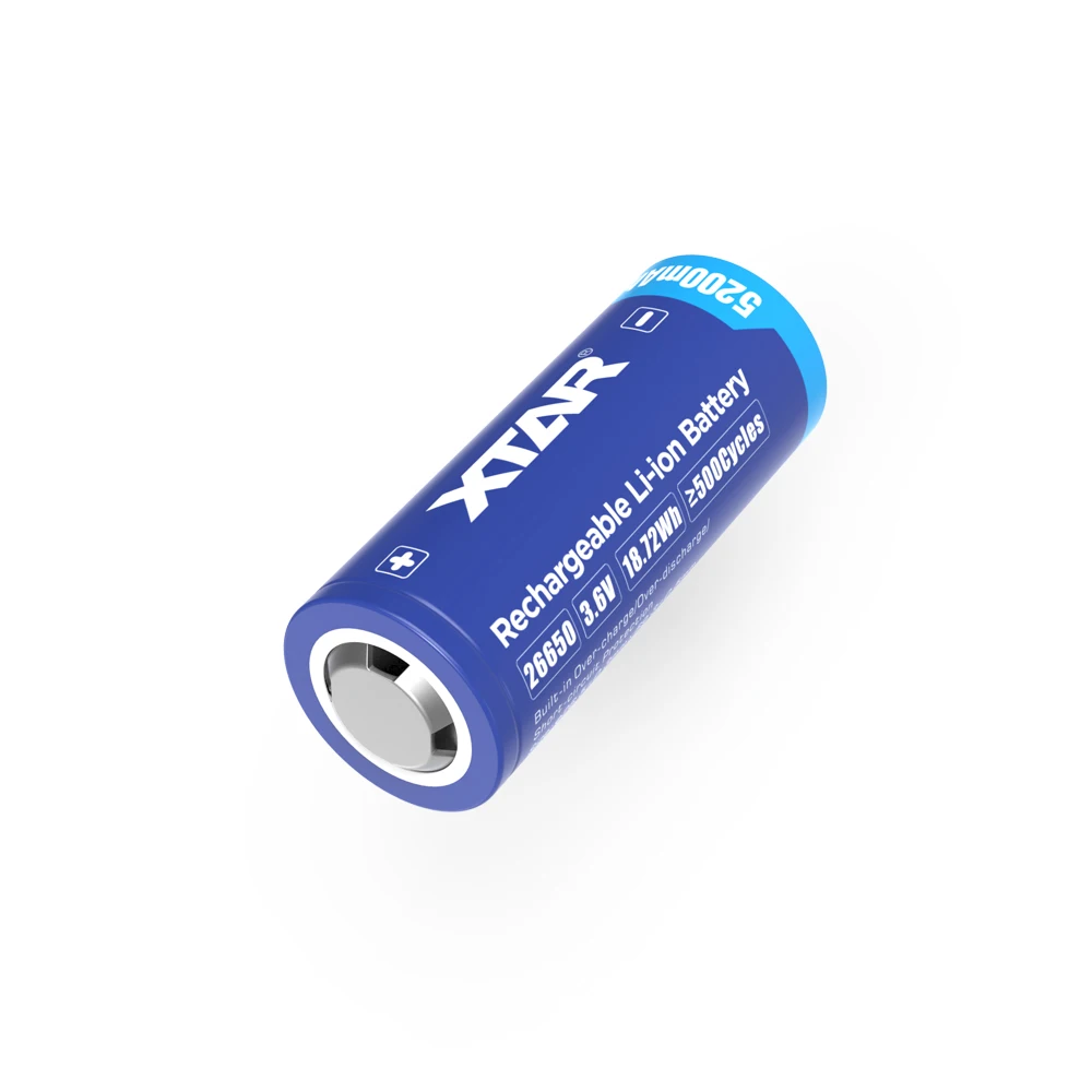 4PCS XTAR 26650 Battery 5200mAh Rechargeable Li-ion Battery With Protected Button Top 3.6V Batteries For Flashlights