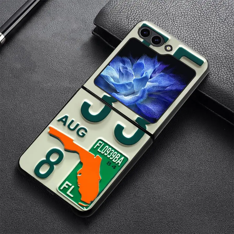 Retro License Plate Phone Cover Case for Samsung Galaxy Z Flip 8 Flip6 Flip5 Flip3 Z Flip 7 6 5 4 3 Flip4 Flip7 FE