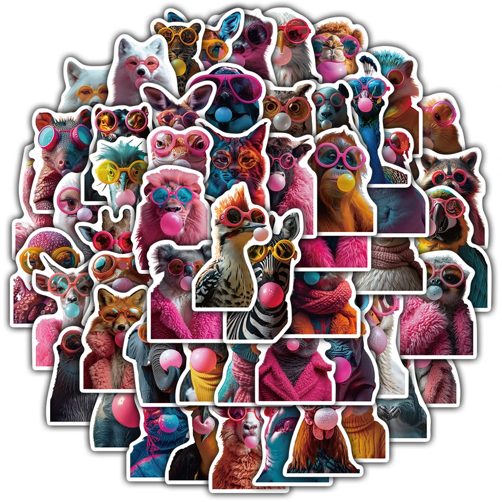 50PCS Sticker Bubble Blowing Animals Aesthetic Guitar Scrapbooking Laptop Luggage DIY Graffiti Coffee Travel Phone Car Stickers