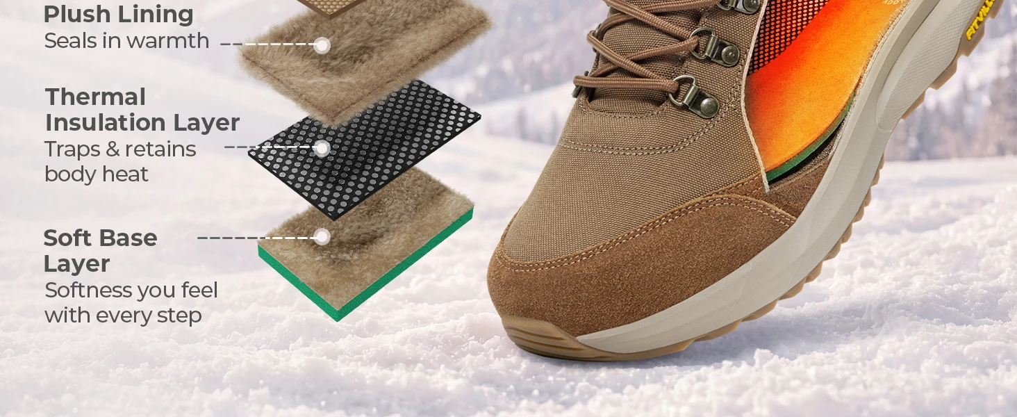 FitVille Herren Winterstiefel, extra breite Wanderschuhe für Männer, wasserabweisend, warm, mit Plüschfutter, Schneewanderstiefel, rutschfest für den Herbst. – Detail 8