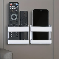 1pc Wall mounted remote control storage box, multifunctional adhesive wall, no drilling, bedside, bathroom storage bracket