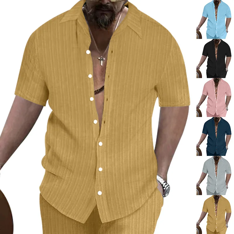 Chemise boutonnée à manches courtes pour hommes, haut de plage décontracté, vêtements d'été, 2024