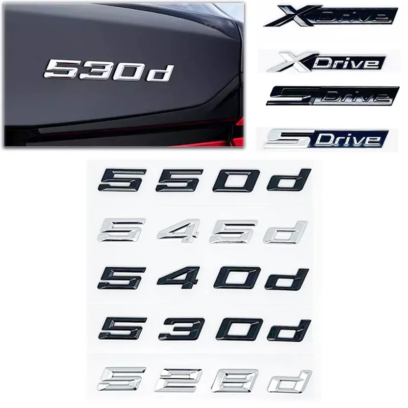 

Car Rear Trunk Words Letters Logo Badge Emblem Decals Sticker For BMW 5 Series 520d 525d 528d 530d 535d 540d 550 F10 F11 G30 G31