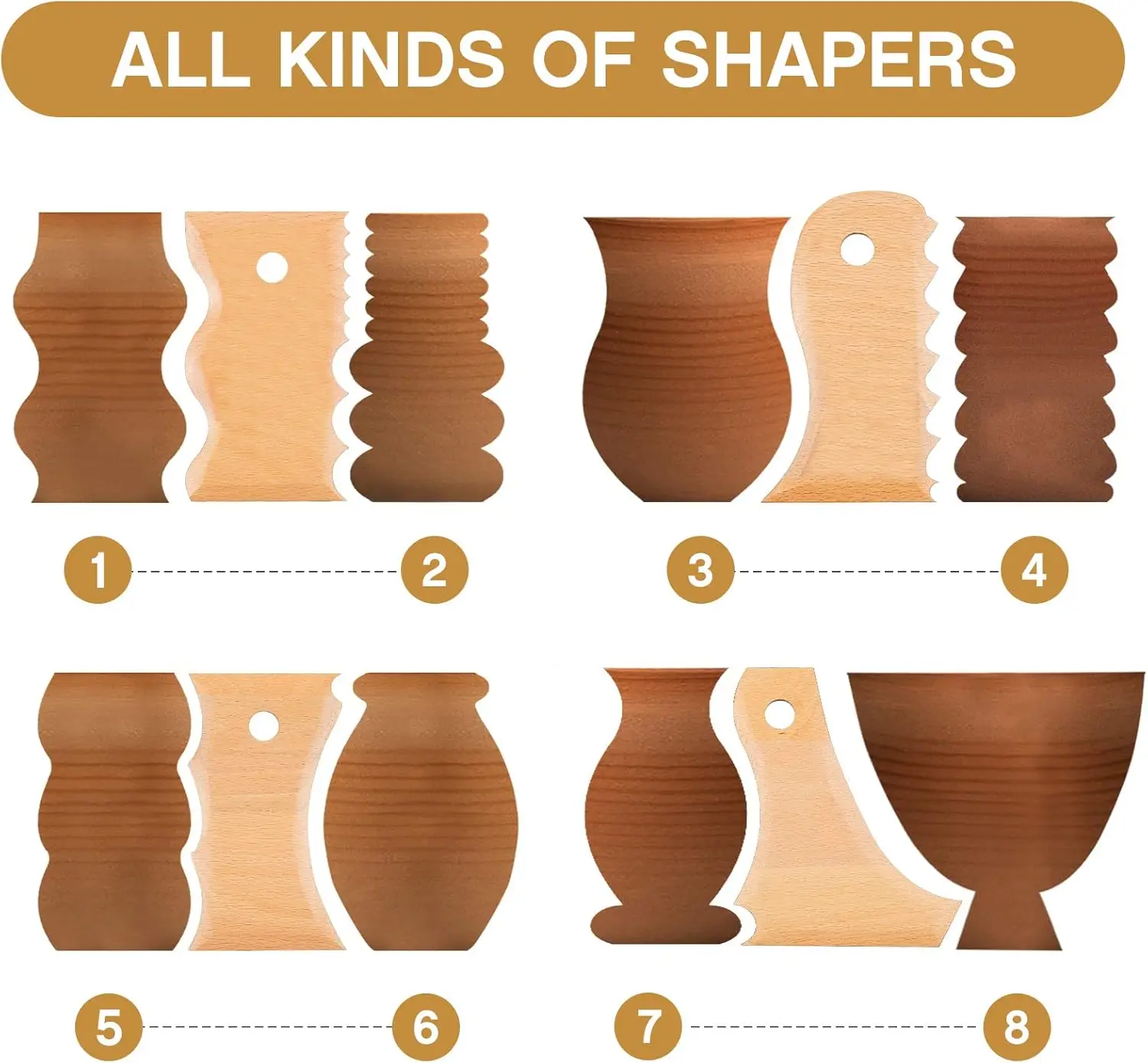 Pottery Tools Pottery Foot Shaper Tools Pottery Trimming Tools Pottery Profile Rib for Carving Clay Molds Clay Ceramics