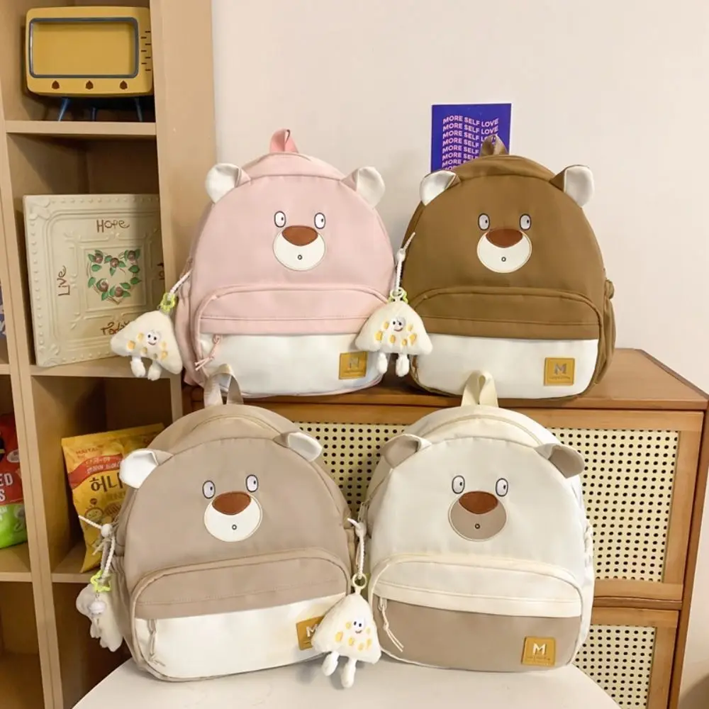 Grande capacidade bonito urso mochila lona ajustável jardim de infância mochila dos desenhos animados urso portátil crianças saco viagem dia das crianças