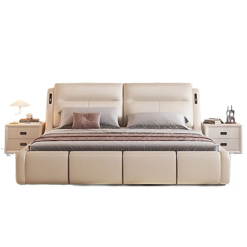 

Modern, simple, leather bed 1.5 meters, single, minimalist, light luxury, small apartment, soft bag
