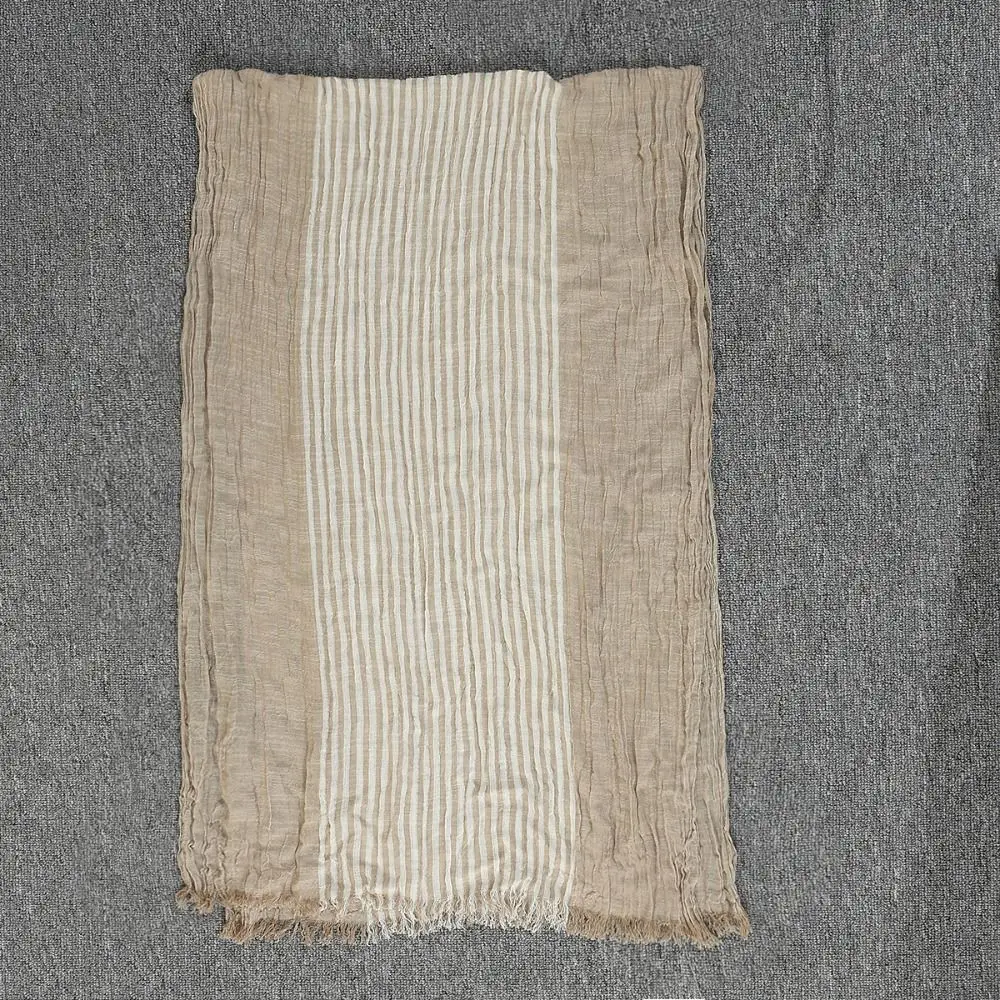 Écharpe en lin de coton teint en fil pour hommes, écharpes pour hommes à rayures douces, foulard rond, pompon chaud de la présidence, automne et hiver, haute qualité