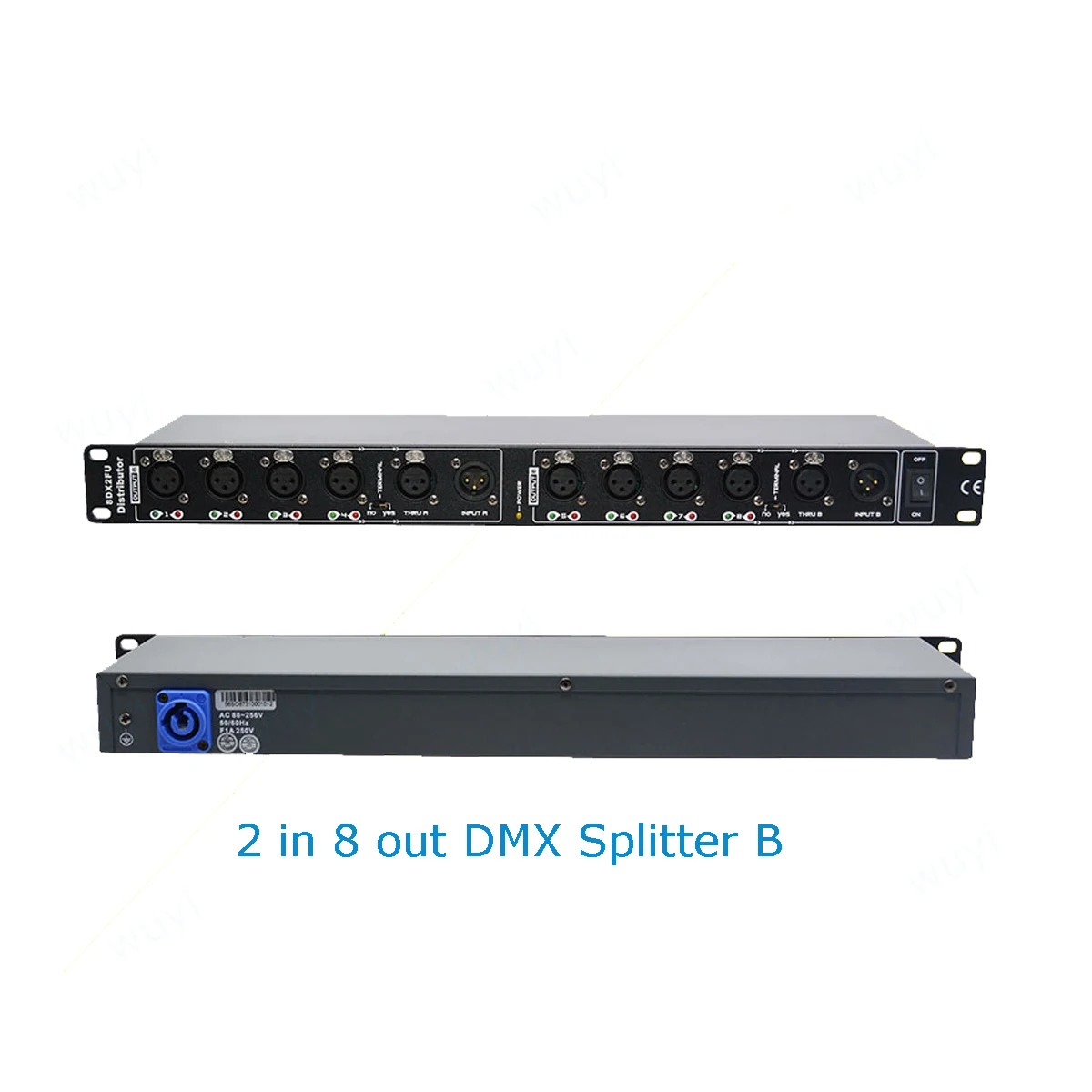 Distribuidor divisor de señal RDM DMX512 de 8 canales, amplificador aislado, expansor, 3 pines, 1 pulgada, 2 entradas, 8 salidas, enchufe Neutrik XLR