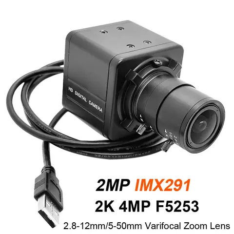 Illuminazione bassa Starlight 30fps 2MP CMOS IMX291 USB2.0 Webcam 2K 4MP F5253 Box Industriale MJPEG OTG UVC Plug And Play USB Camer