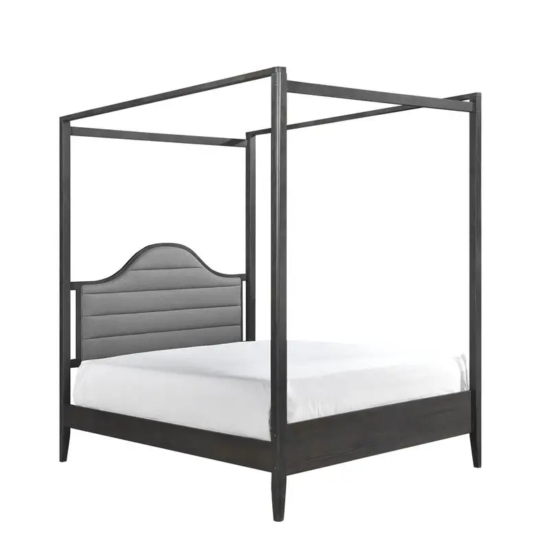 Queen Canopy Upholstered Headboard Bed, Wooden Bedroom Furniture, Stylish & Comfortable Design