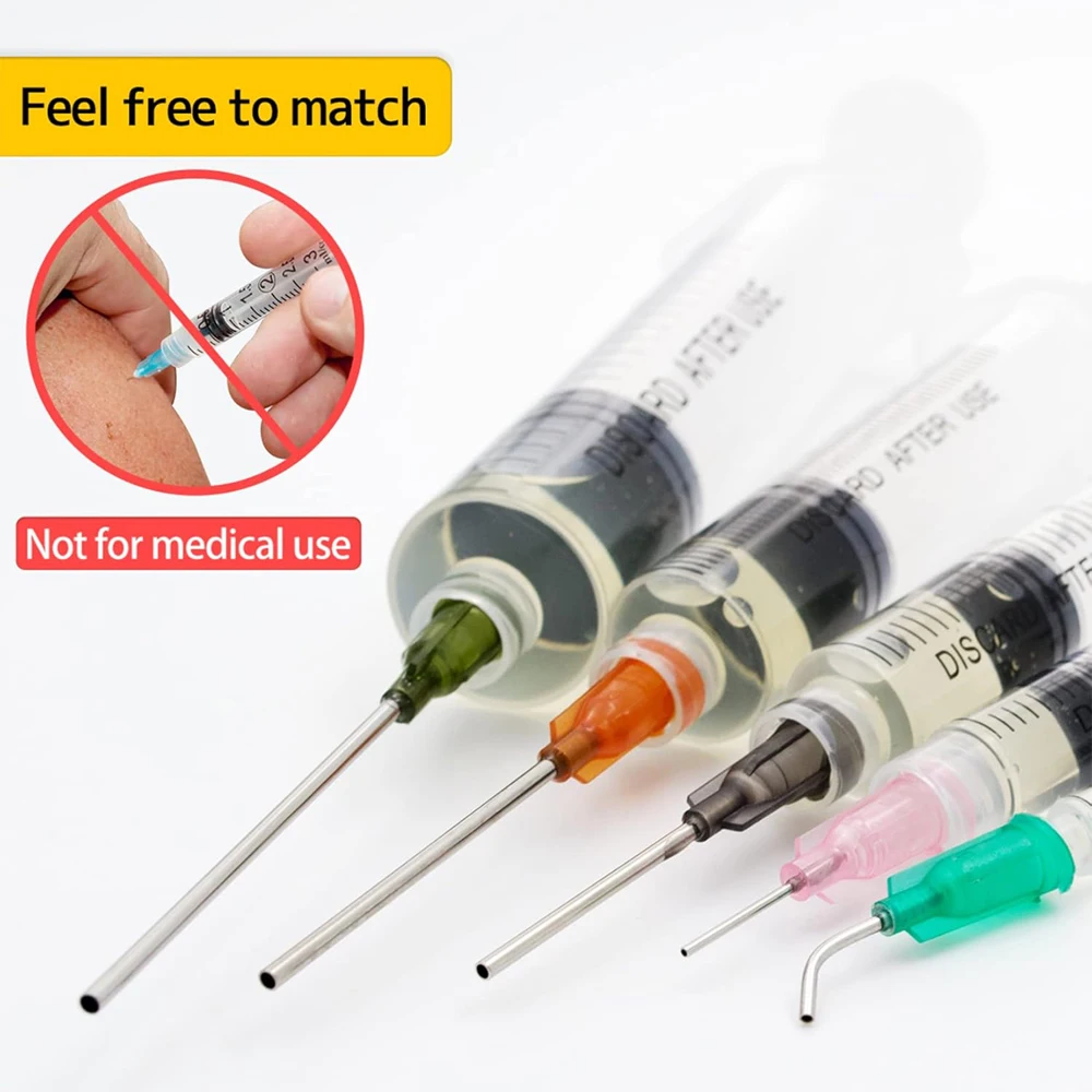 1ml-20ml Plastic Syringe Set, Blunt Tip Dispensing Needle & Cap for Glue, Ink, Oil, Perfume, Lip Gloss DIY Refill Liquid Tool