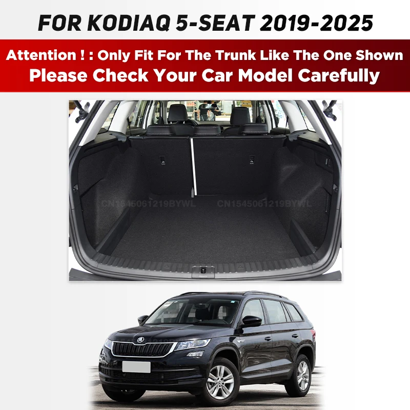 For Skoda Kodiaq 5-Seat 2019-2025 24 23 22 21 20 3D Car Trunk Mat Cargo Liner Carpet Interior Accessories Cover