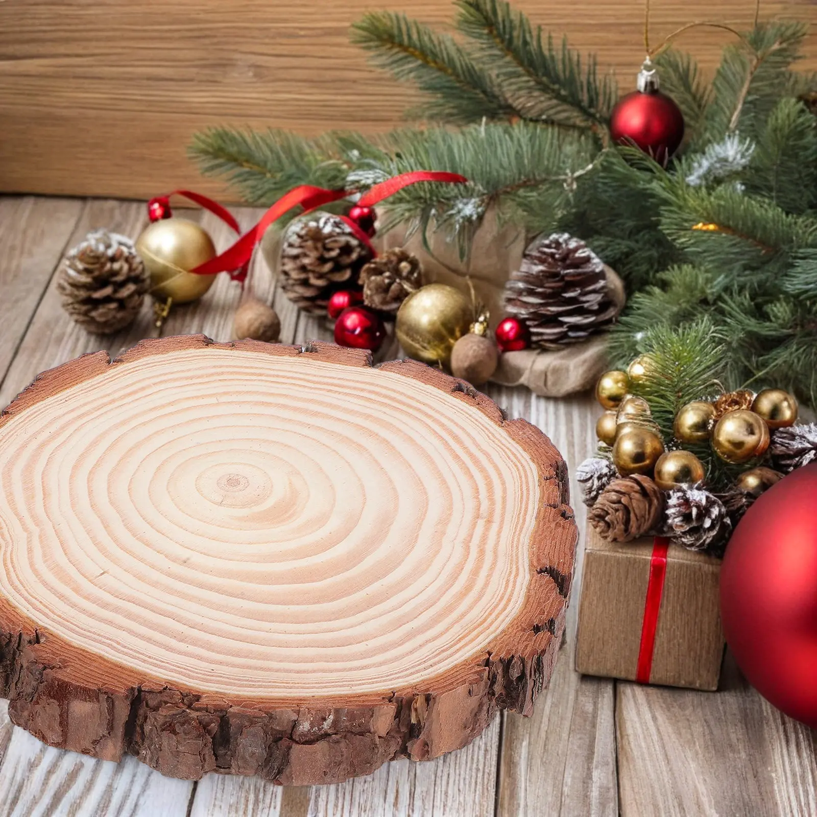 

2 шт. маленьких необработанных круглых деревянных дисков из натурального дерева с корой, 18-20 см, в деревенском стиле, для декора стола, поделок, фотосессий