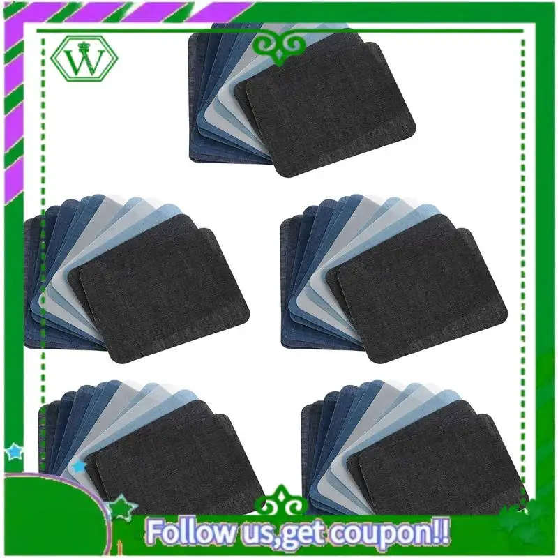 

A18P-50Pcs Thermal Sticky Iron On Mending Patches Jeans Bag Hat Repair Decor Design