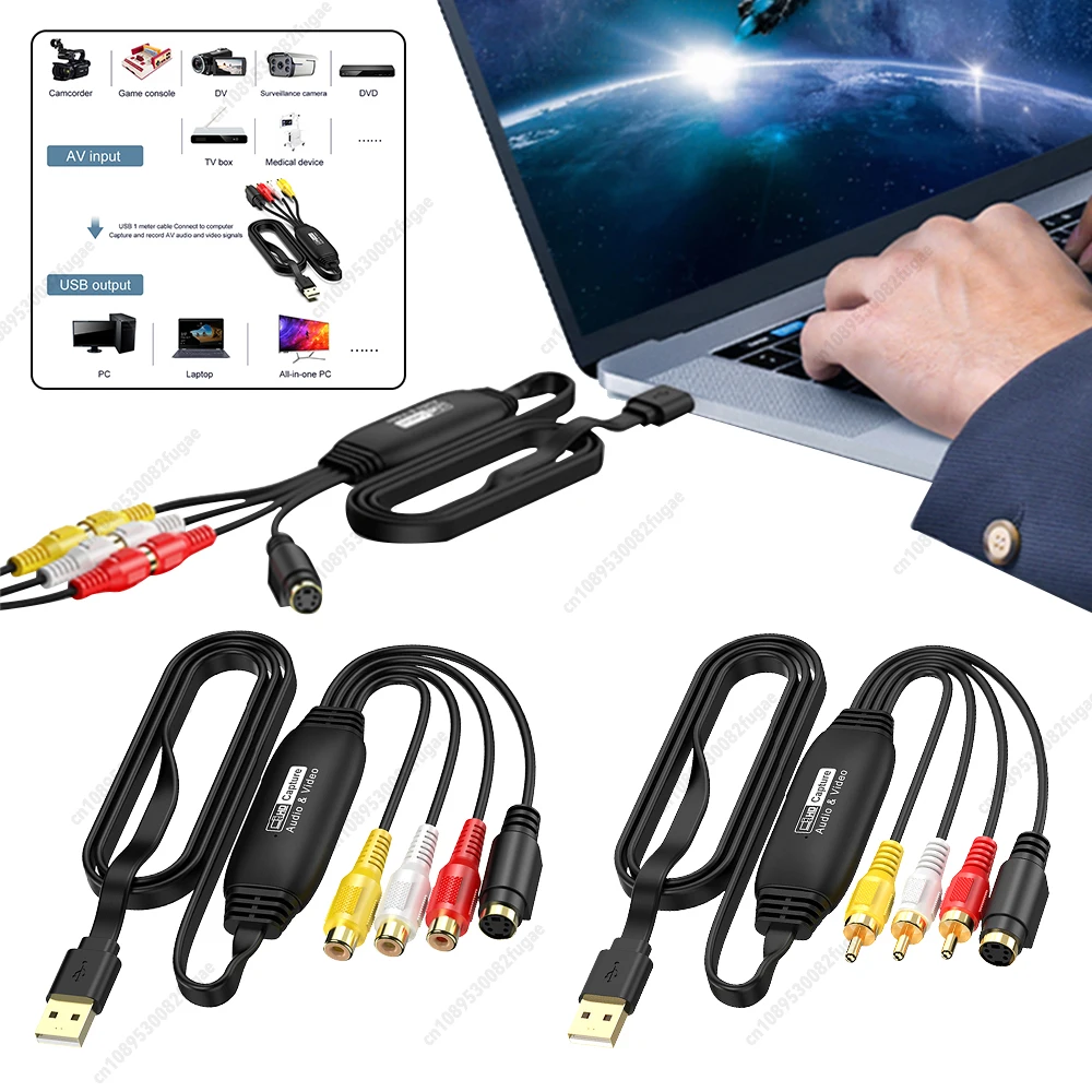 USB Video Capture Card VHS TV DVD VCR Video Audio Converter USB To AV Video Capture Adapter for  PC