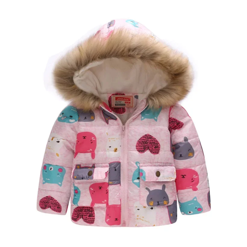 Girls 2025 Hooded Coat New winter Tops Warm Kids Jacket Outerwear Children Clothing flowers Girl Coats manteau fille