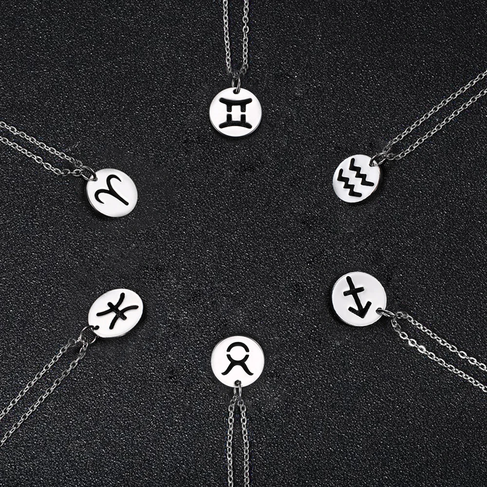 Lemegeton Zodiak Naszyjnik damski 12 konstelacji Wisiorek ze stali nierdzewnej Dławik Astrologia Baran Lew Pierścionek Biżuteria Prezent urodzinowy