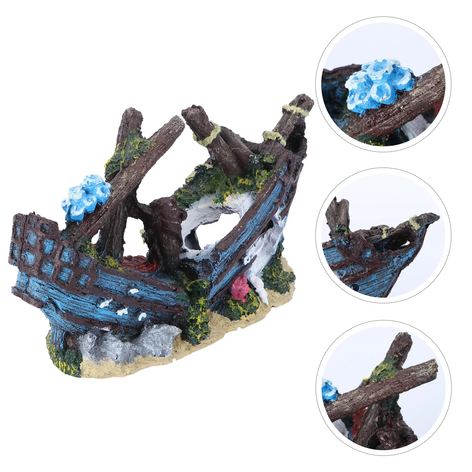 

1Pcs Fish Tank Crafts Adornment Resin Pirate Ship Wreckage Aquarium Landscaping Decor for Underwater Scene Enhancement
