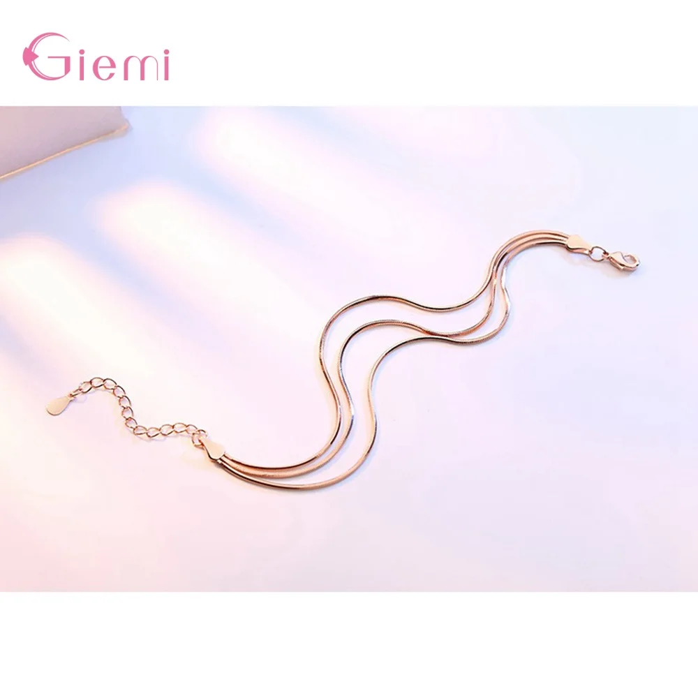 Fashion Popular 925 Sterling Silver Multi Layer Snake Chain Bracelet for Women Girl Birthday Gift Trendy Jewelry Ornaments