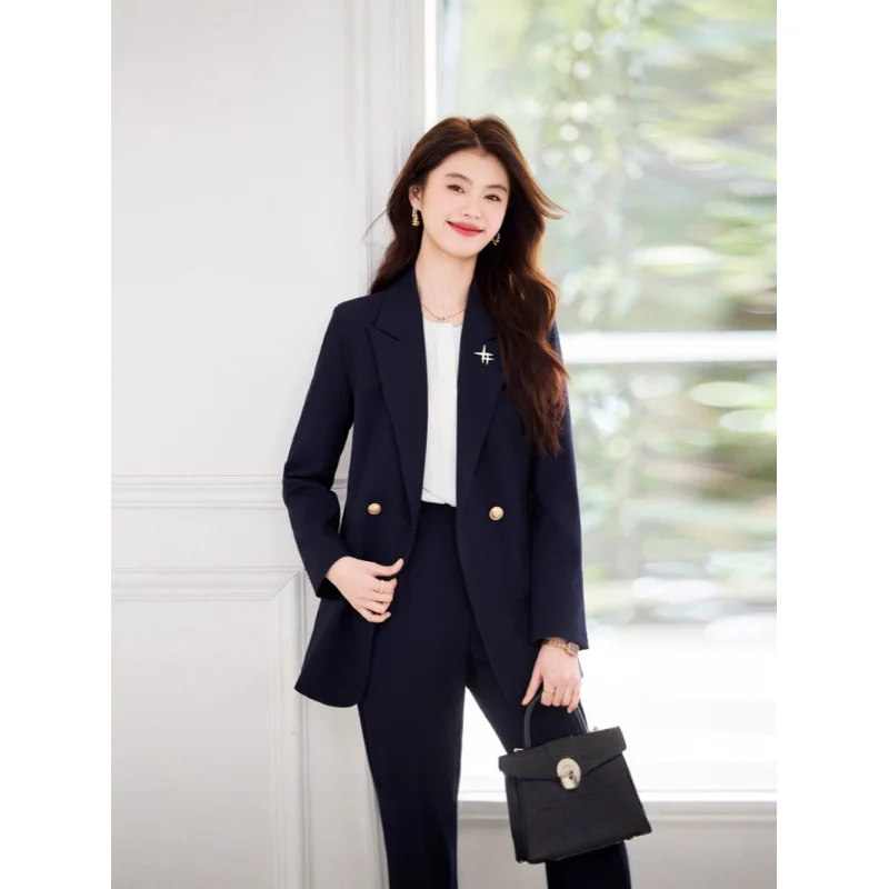 Apricot-colored women's blazer2025New autumn and winter collection: elegant and sophisticated professional attire for college st