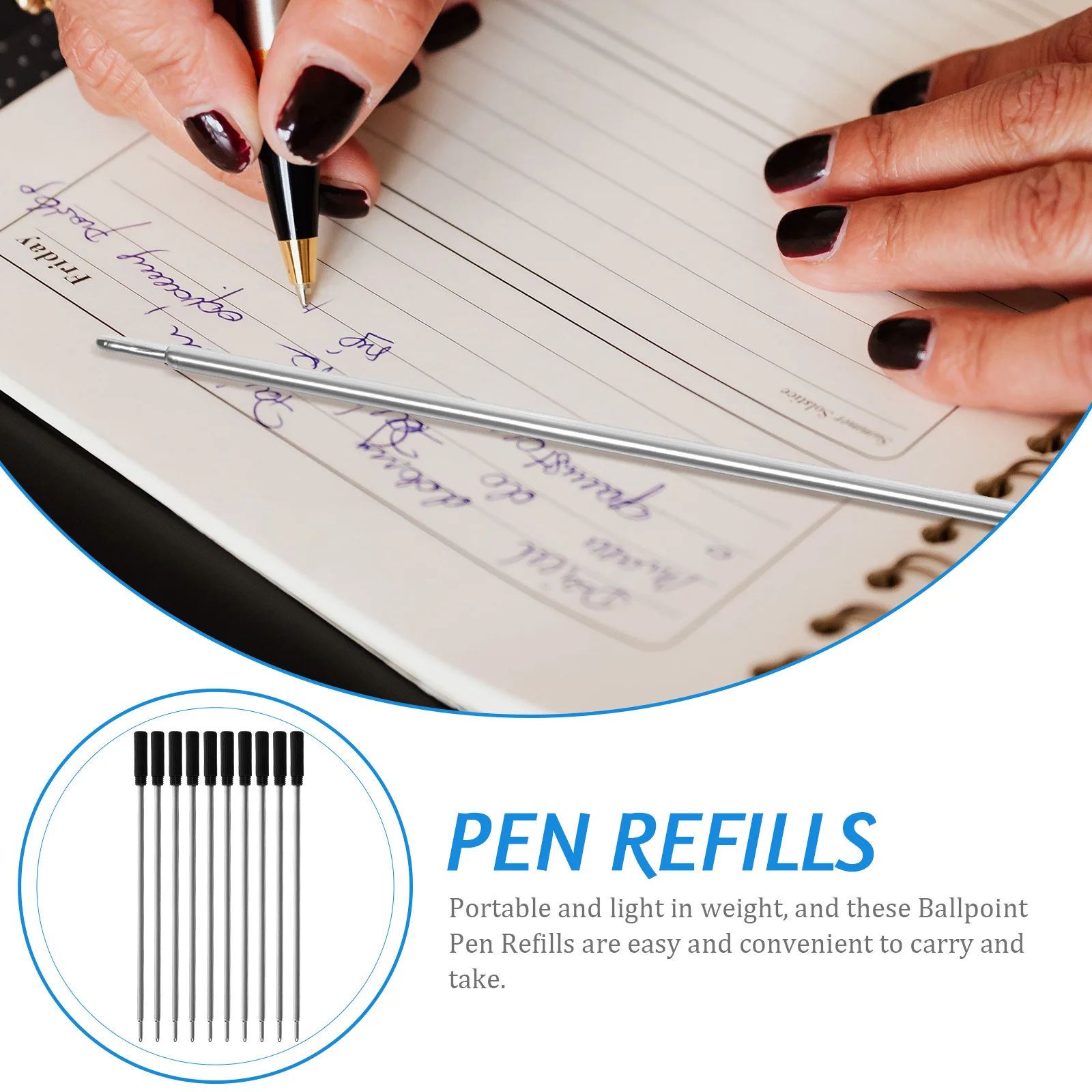 

20Pcs Ballpoint Pen Refills Replaceable Gel Pen Refills Fine Point Black Ink for Students Office Writing Creative Supplies