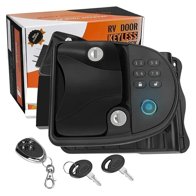 RV Door Lock for RV Camper Trailer RV Keyless Entry Fingerprint Password Keypad 2 Key Fobs Backlit
