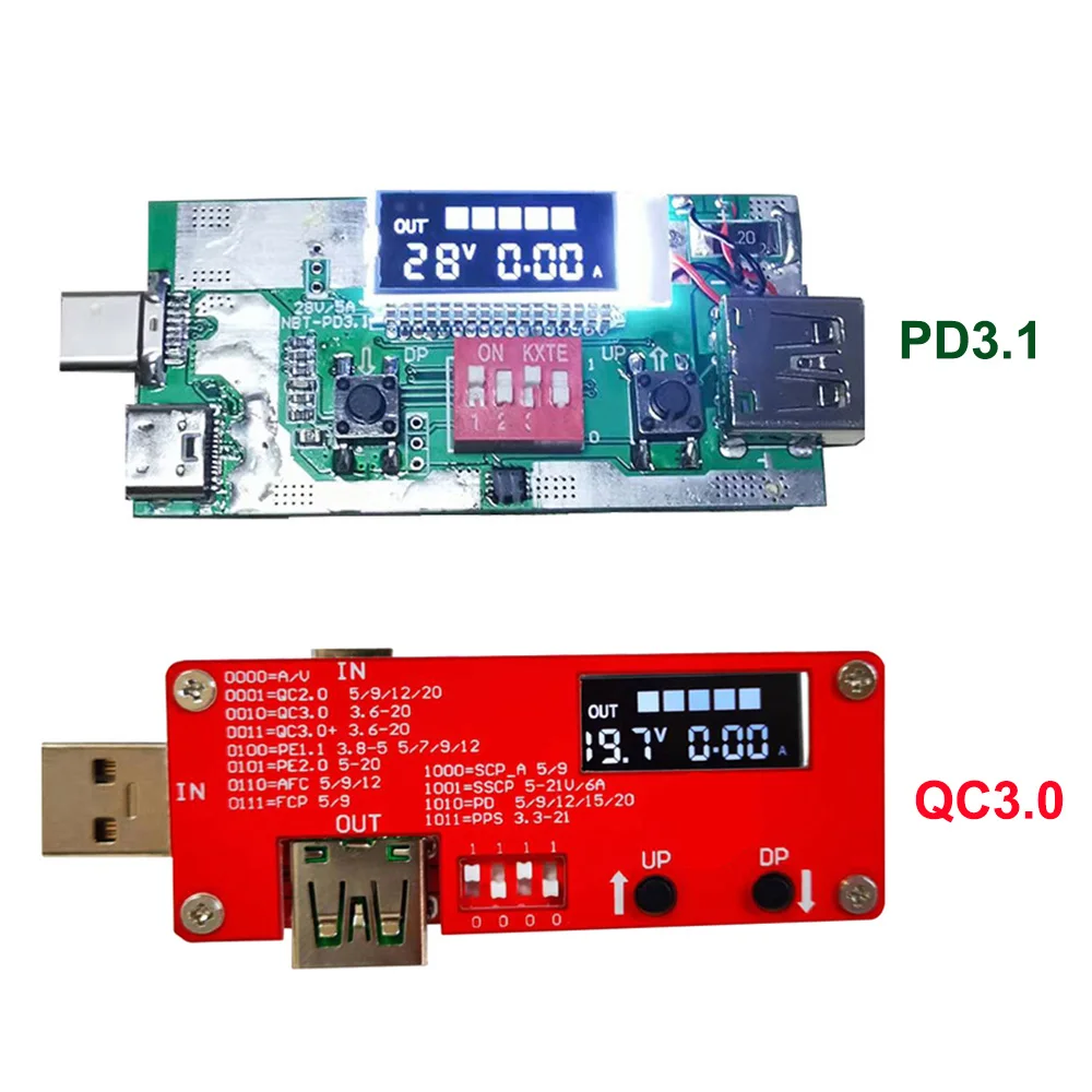 2 IN 1 PD2.03.0/QC2.03.0/PPS/PE/SCP/SSCP protocollo Fast Charge Trigger Decoy Board 28V 5A QCQC2.0/3.0 Trigger rilevatore di tensione