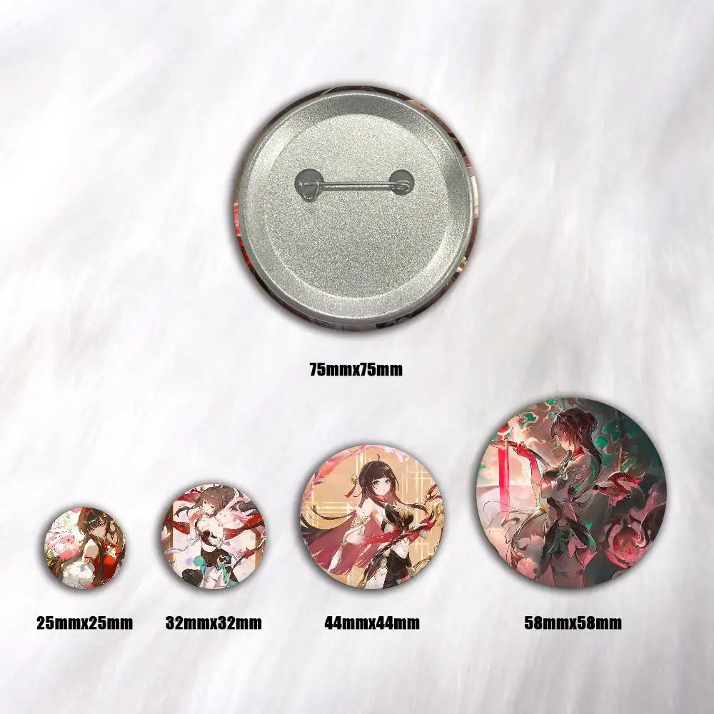 Anime Game Honkai Star Rail Lingsha Manga Badges 44 58 75 mm Round Cosplay Pin Bag Decor Fans Collect Friends Gifts Brooch
