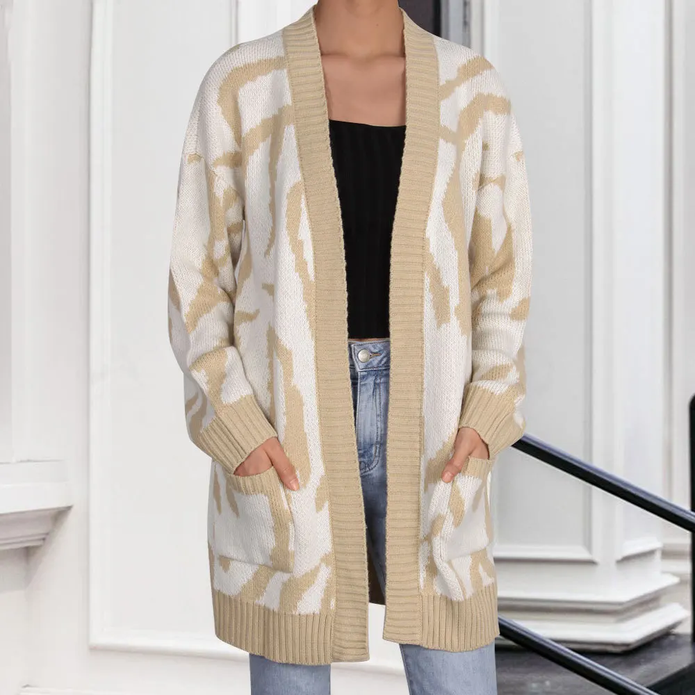 

Ladies Irregular Geometric Pattern Loose Midlength Sweater Spring 2023 Polyester 00% ort Outerwear Ladies Faion