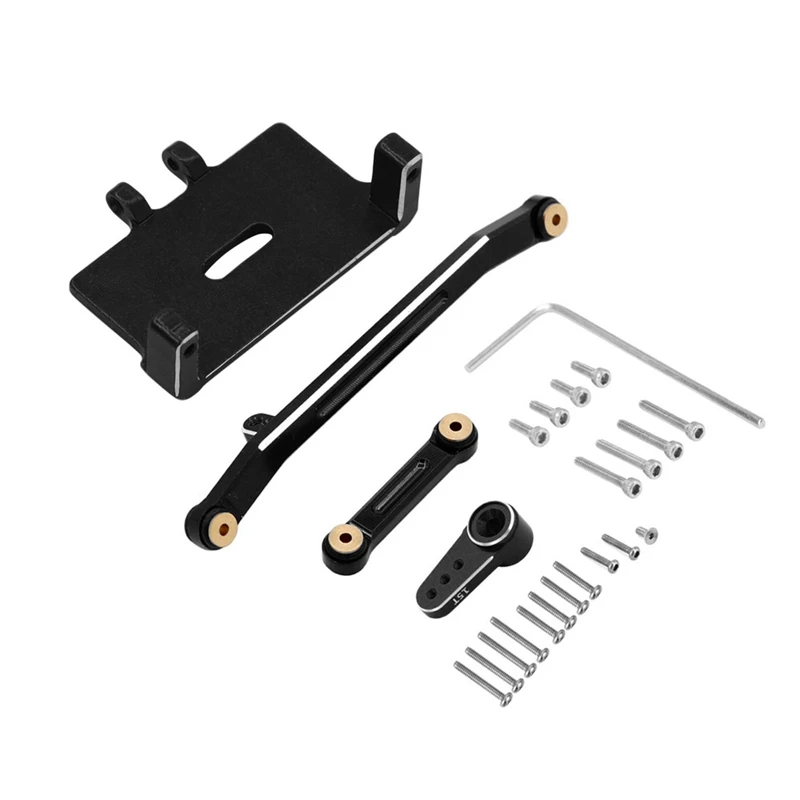 Servo Mount Bracket Steering Arm Steering Rod Suitable For Axial SCX24 1/24 RC Track Car Upgrade Parts Accessories Black