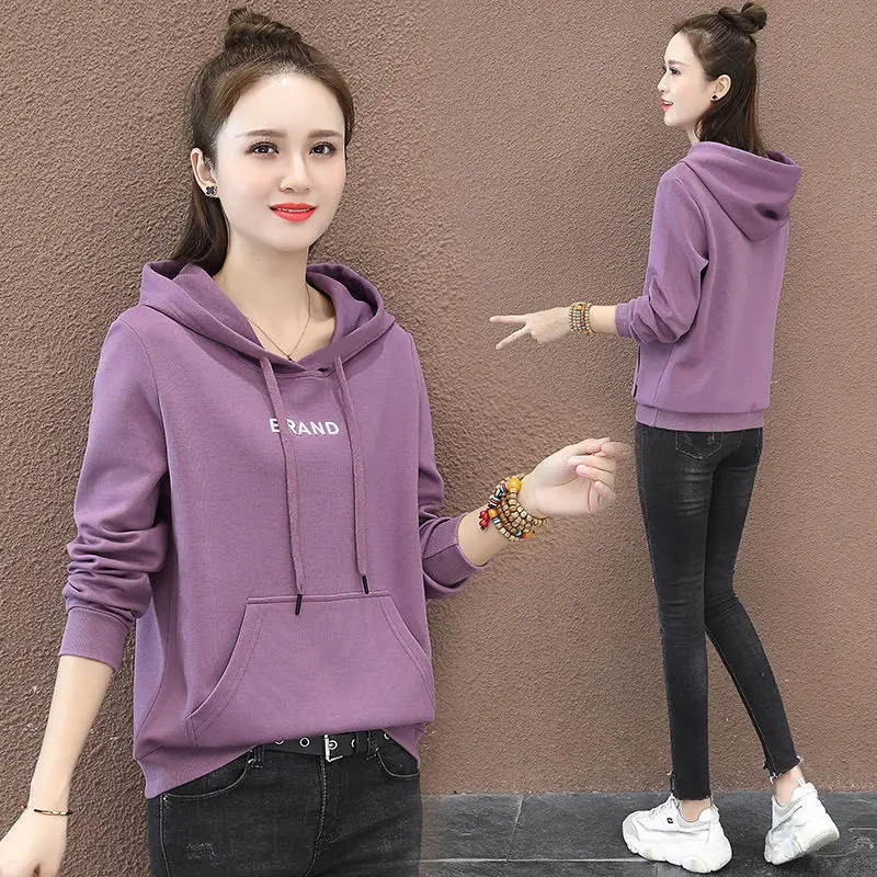 

Свободная женская толстовка с длинными рукавами, повседневная, удобная, из органического хлопка, весенне-осенняя, модная, универсальная.