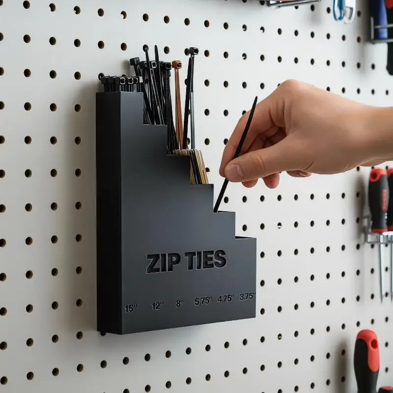 Wandmontierter Kabelbinder-Organizer mit 6 Vorgelabelten Größenfächern Robuster Aufbewahrungshalter für Werkstatt Garage DIY-Anwender – Detail 5
